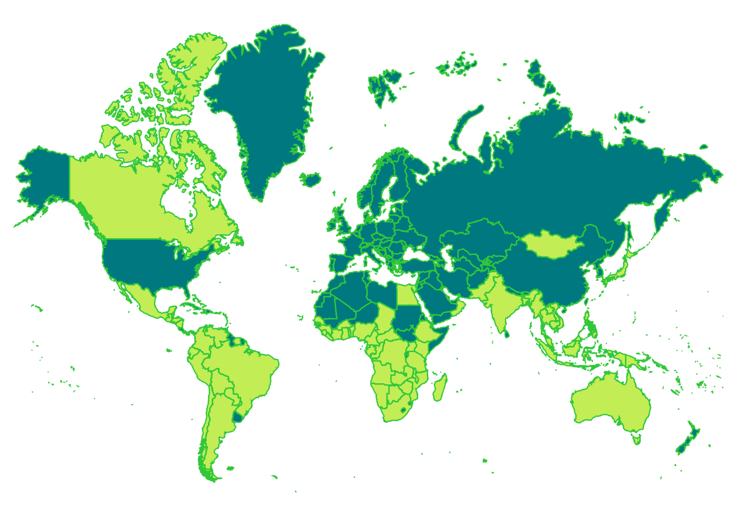 Origin countries map